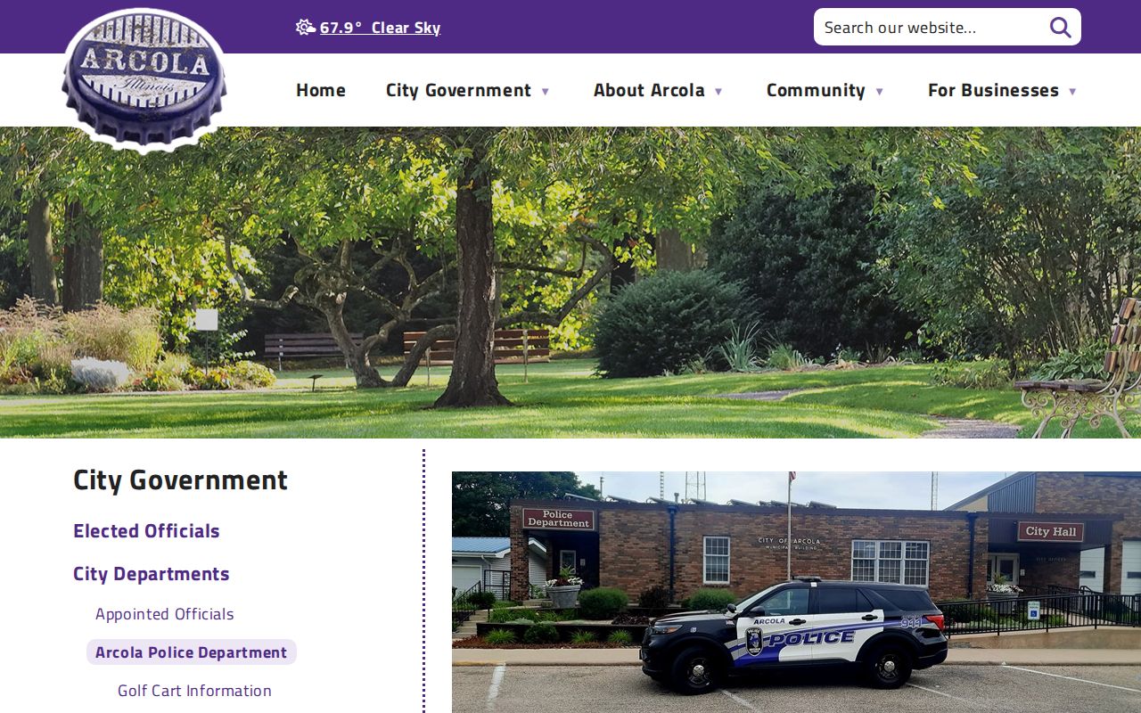 Douglas County Arcola Police Department official page for city arrest records