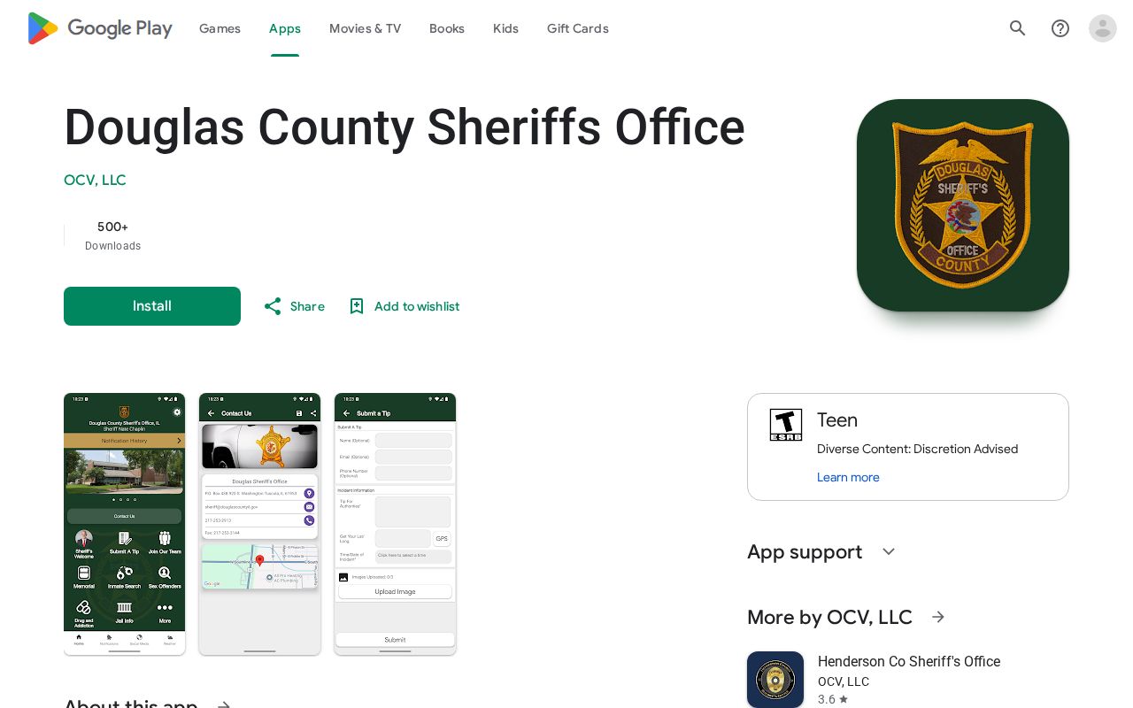 Official Douglas County Sheriff mobile app listing for current jail population access