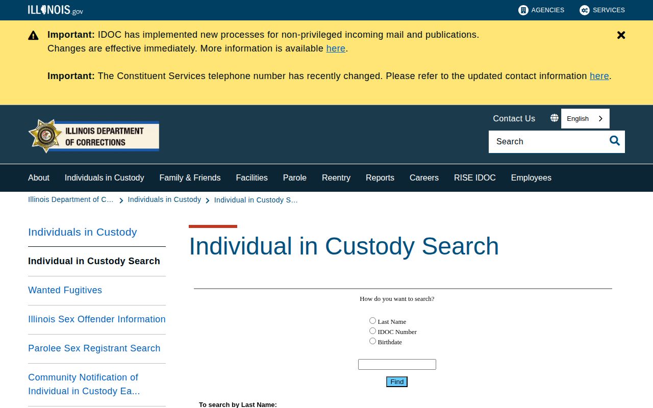 Illinois Department of Corrections offender search for Douglas County record research